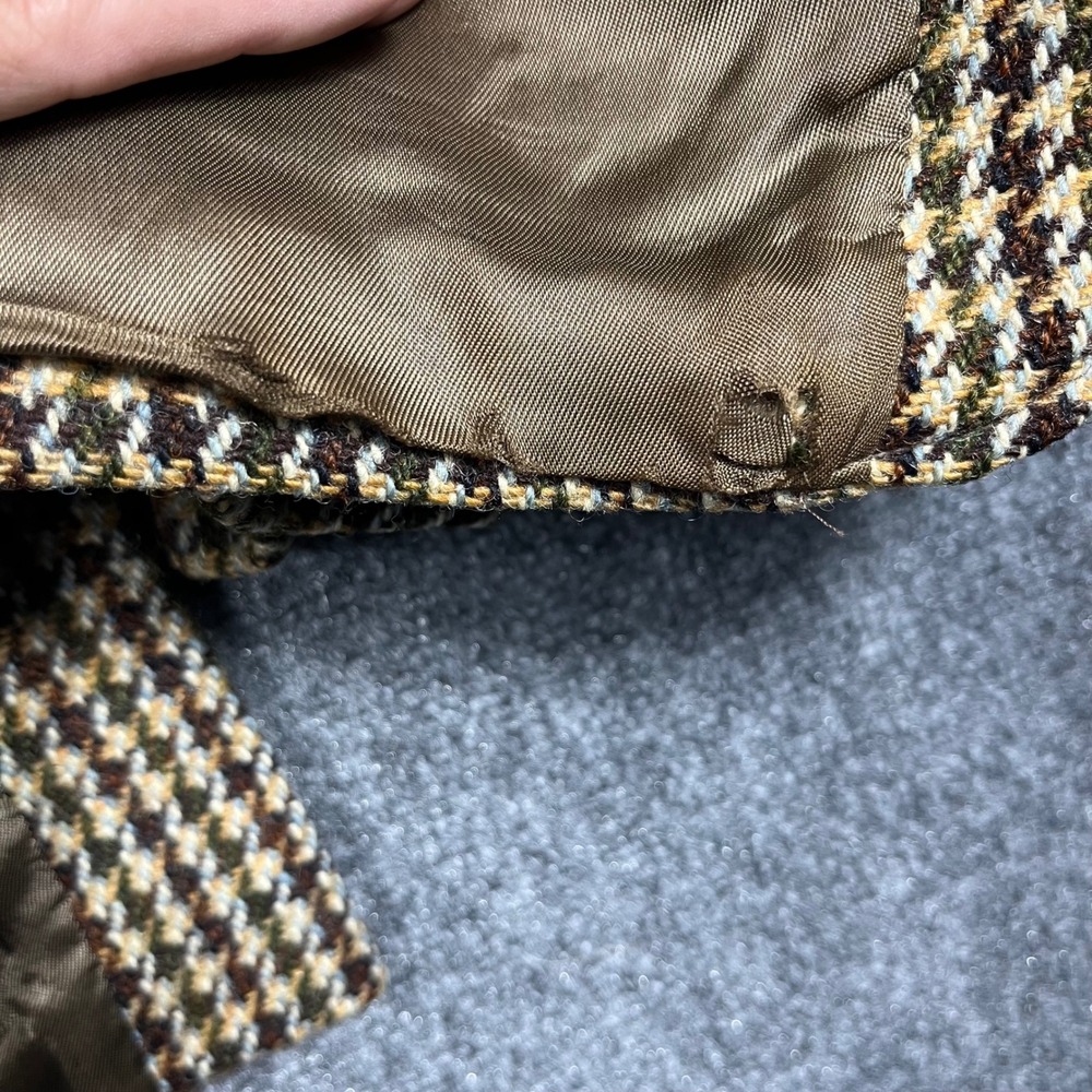 Dunn & Co Harris Tweed Sport Coat Mens 42 Brown Green Wool Check Blazer Vintage - Picture 14 of 14